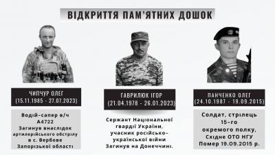 У громаді на Тернопільщині відкриють меморіальні дошки трьом полеглим захисникам