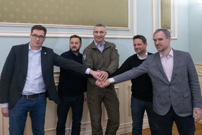 Кличко зустрівся з мерами Варшави, Праги, Будапешта та Братислави, які приїхали до Києва
