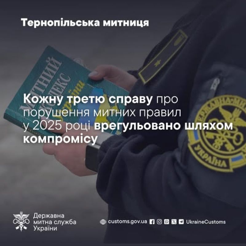 Кожну третю справу про порушення митних правил на Тернопільщині врегульовано шляхом компромісу