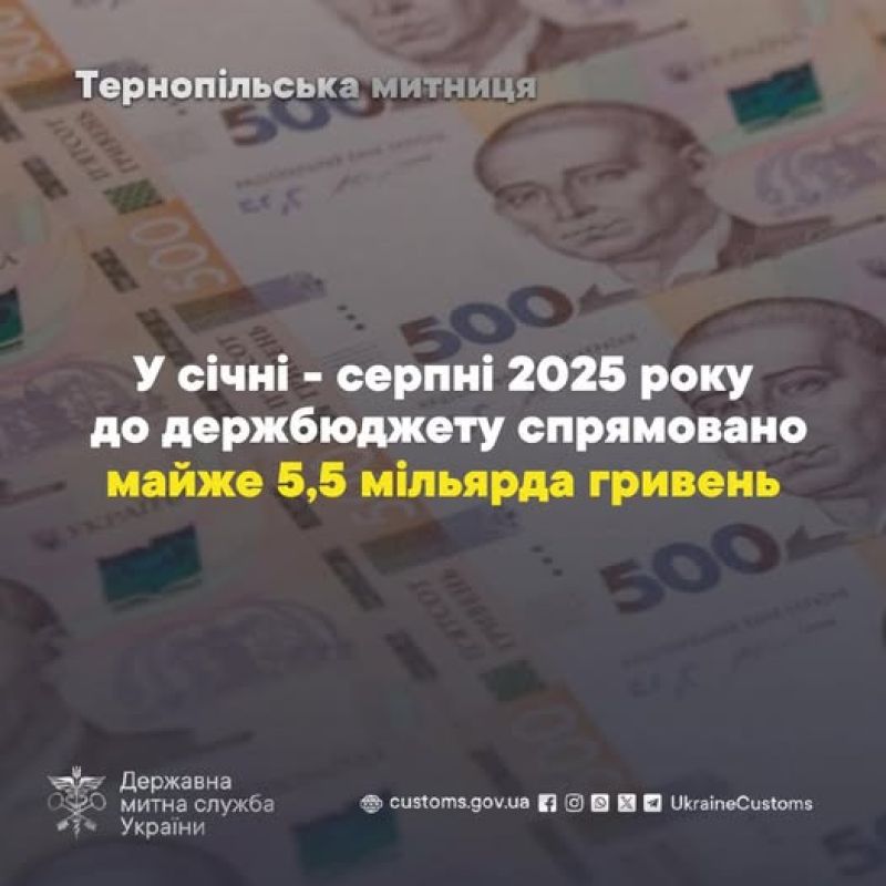 Тернопільська митниця забезпечила майже 5,5 мільярда гривень надходжень до бюджету