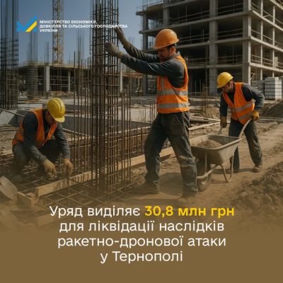 Уряд виділить 30,8 млн грн для ліквідації наслідків ракетно-дронової атаки у Тернополі