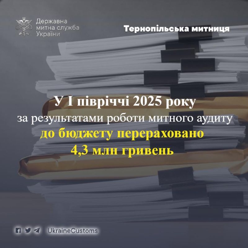 На Тернопільщині за результатами роботи митного аудиту до бюджету надійшло 4,3 млн грн митних платежів